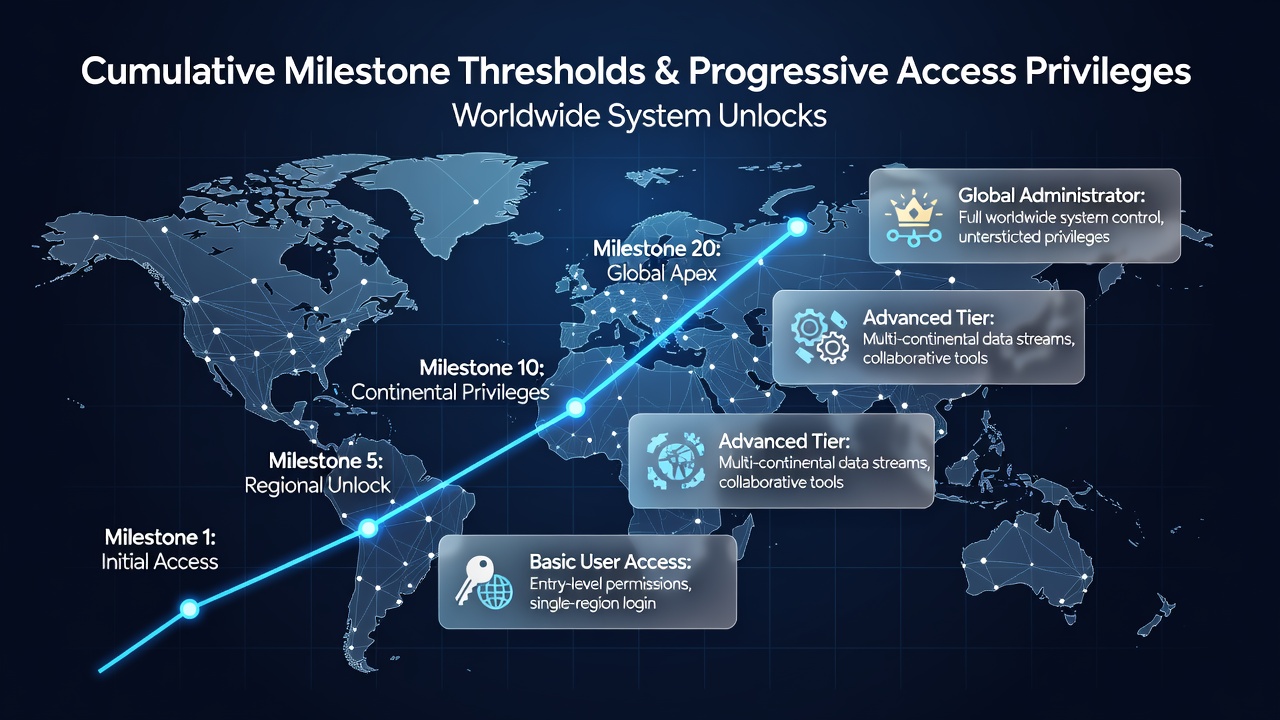 Infographic illustrating global variations in gaming milestone thresholds and privilege unlocks