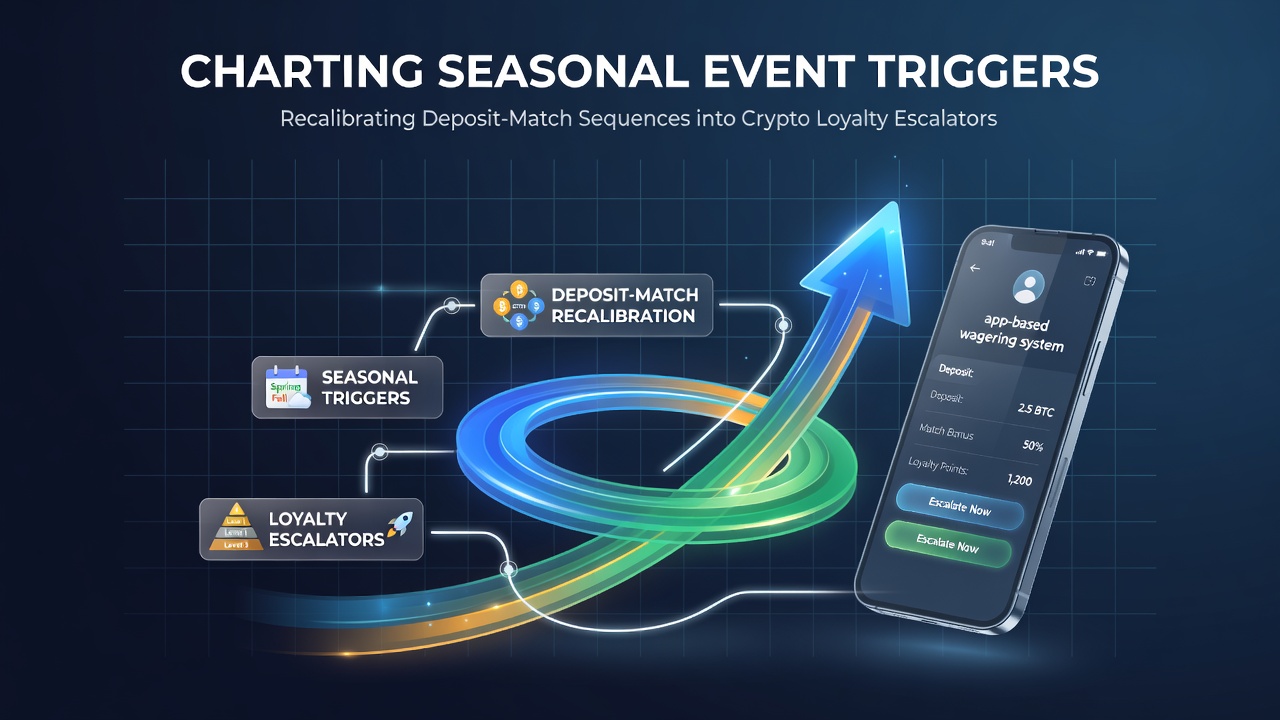 App interface showing seasonal deposit match adjustments converting to crypto loyalty escalators in wagering systems