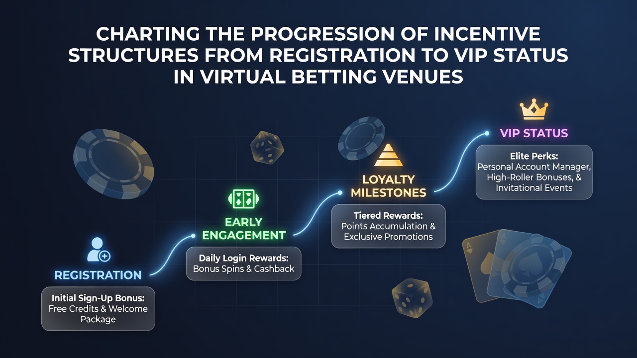 Diagram showing the stages of incentive progression from user registration through loyalty tiers to VIP status in online betting platforms