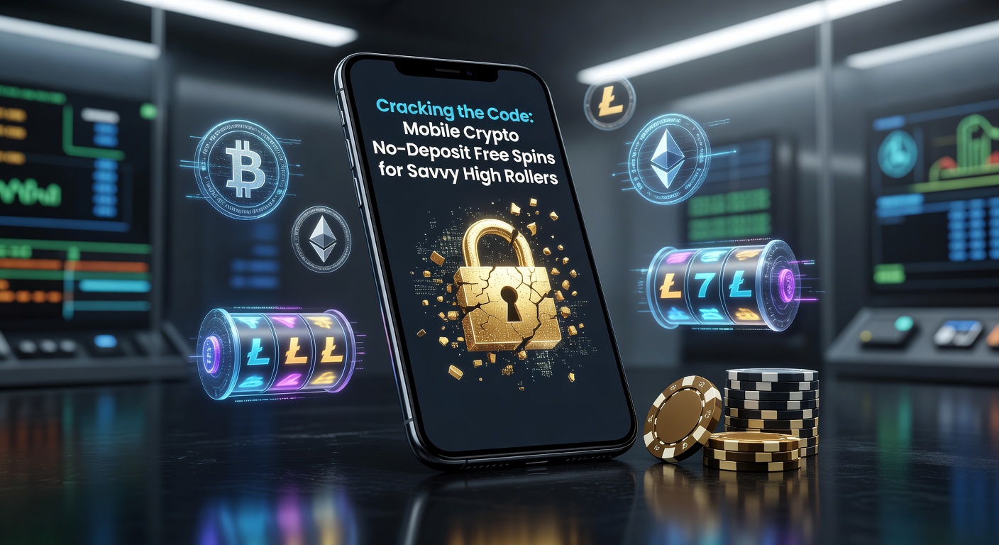 High roller at a luxury lounge reviewing crypto wallet on phone, with casino app open showing active free spins and jackpot counters