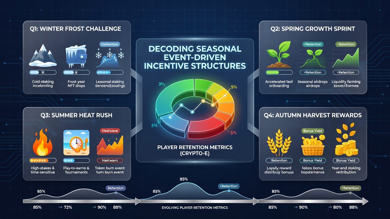 Data visualization of player retention metrics during seasonal crypto events across virtual gaming ecosystems