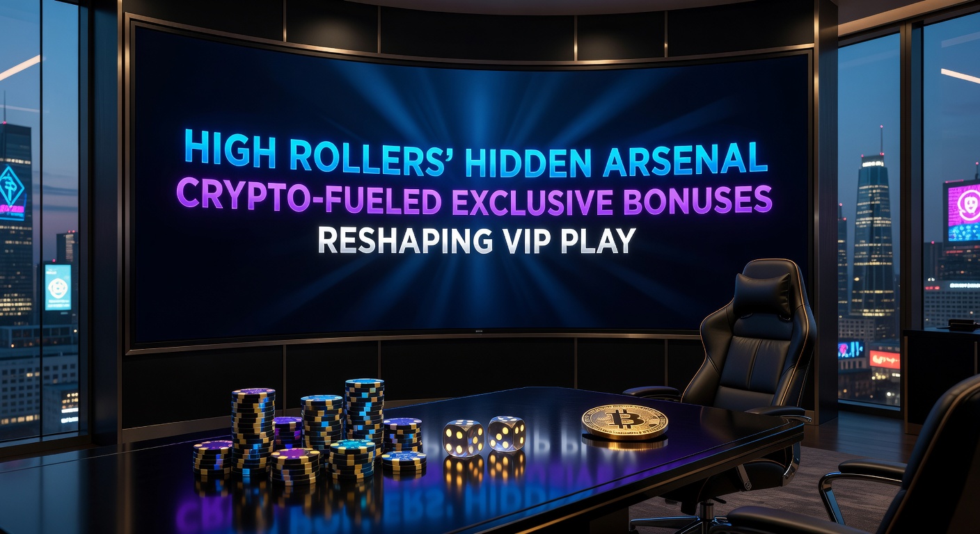 High roller at a digital table accessing crypto VIP bonuses on a sleek interface, symbols of Bitcoin and Ethereum glowing in the background